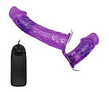 Подвійний жіночий вібро-страпон ULTRA PASSIONATE HARNESS STRAP-ON, 17,5 см на 4,5 см, фото 4