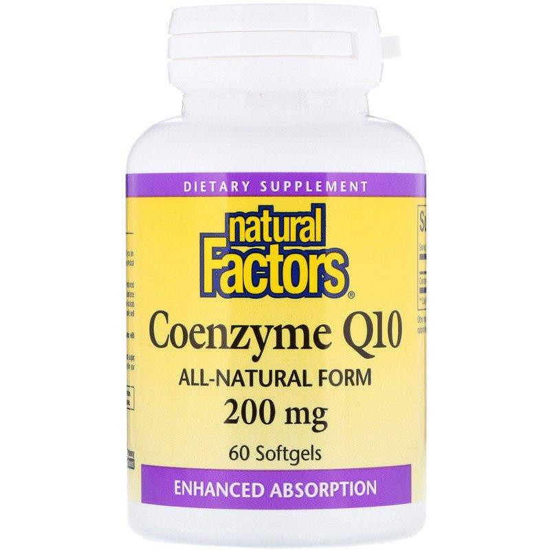Коензим Q10 Natural Factors "Coenzyme Q10" 200 мг (60 гелевих капсул), фото 1