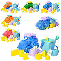 Набор детский пластиковый для песочницы Babyplus с машинкой 12 предметов, разноцветный
