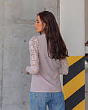 Жіноча ошатна блуза з довгими гіпюровими рукавами (р.42-46). Арт-1703/19, фото 2