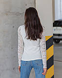 Жіноча ошатна блуза з довгими гіпюровими рукавами (р.42-46). Арт-1703/19, фото 3