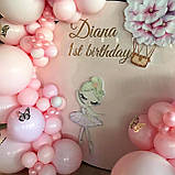Фотозона глянцевая из шаров Круглая с Надписью на День Рождения девочки, фото 2