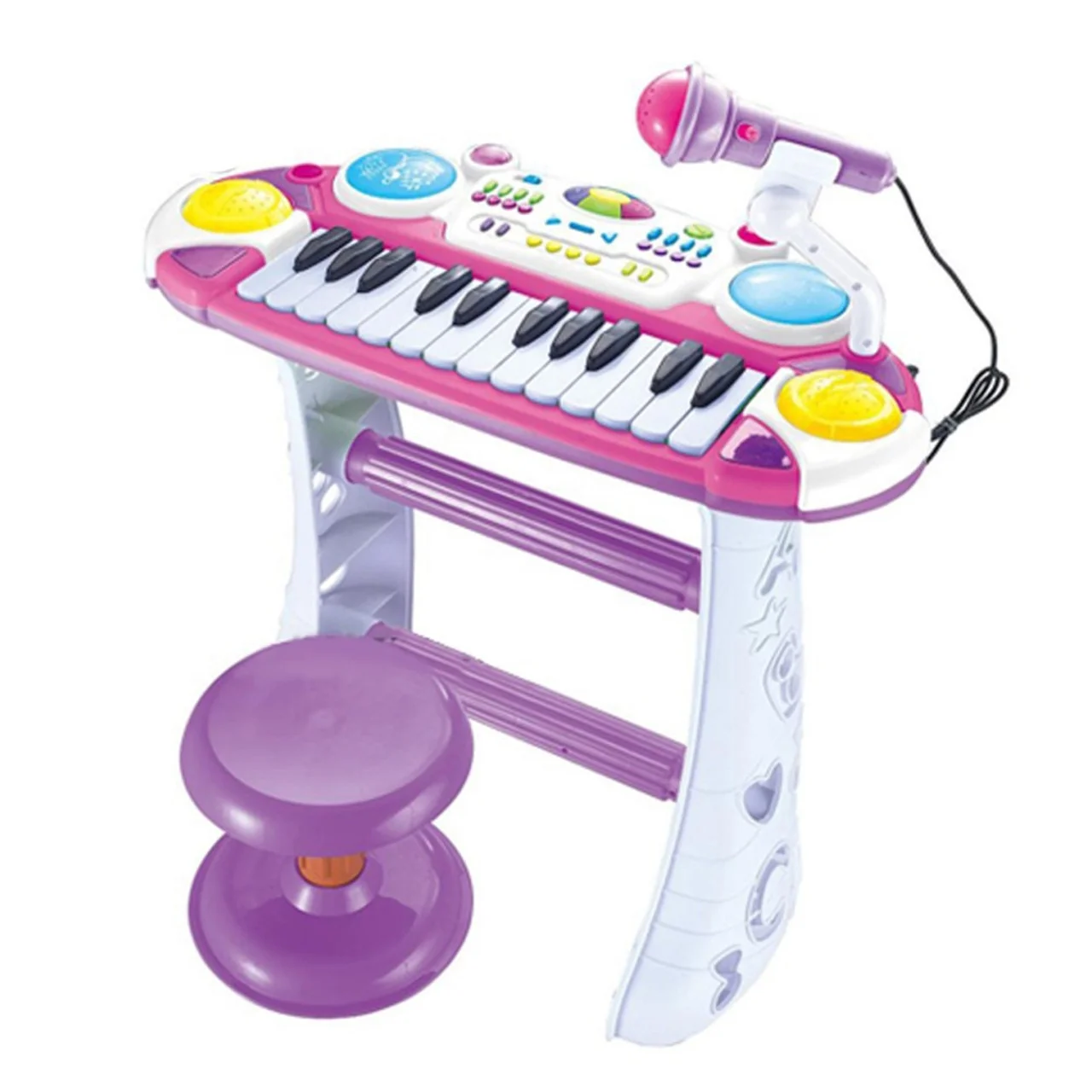 Дитяче піаніно-синтезатор на ніжках зі стільчиком Joy Toy 7235 рожевий