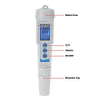 Комбинированный влагозащищённый EC/TDS/Temp метр TDS/EC-616 с термометром, сменным электродом, АТС