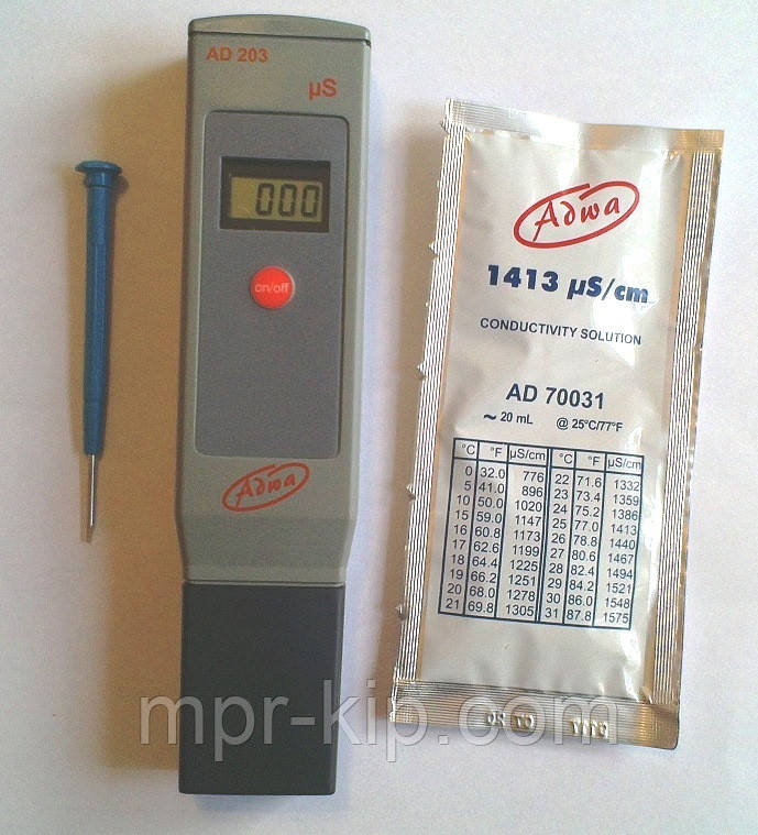Вологозахищений кондуктометр ( EC-метр ) Adwa AD203 0 - 1999 μs/cm з АТС. Угорщина