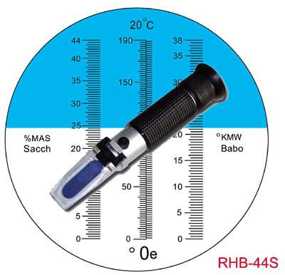 Рефрактометр RHB - 44 S ATC з 3-ма шкалами 0-44% (Brix); 0-190°( Oe); 0-38°(KMW (Babo) Виноробам - фото 2 - id-p1462073698