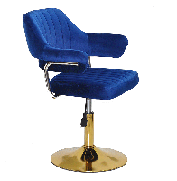 Крісло Jeff GD-Base синій 1026 велюр на золотій круглій нозі-опорі з регулюванням висоти сидіння, фото 5