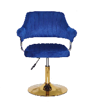 Крісло Jeff GD-Base синій 1026 велюр на золотій круглій нозі-опорі з регулюванням висоти сидіння, фото 3