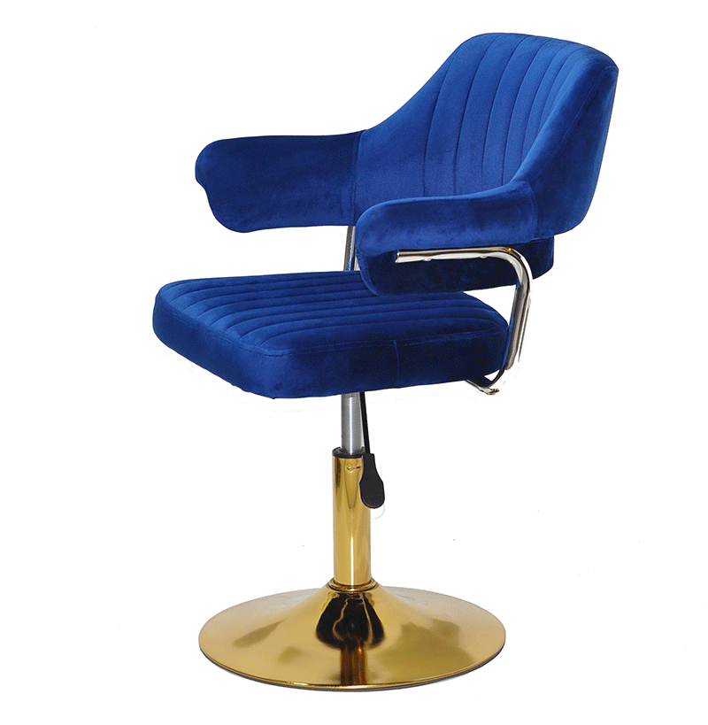 Крісло Jeff GD-Base синій 1026 велюр на золотій круглій нозі-опорі з регулюванням висоти сидіння, фото 1