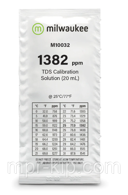 Калибровочный раствор M10032B для TDS метров 1382 ppm MILWAUKEE 20мл,США - фото 1 - id-p1462074775