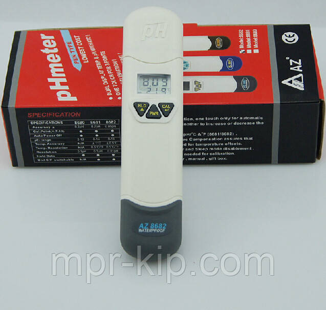 Ручний вологозахищений pH метр AZ8682 (0.00-14.00 рН; 0.01 рН; +-0.05 рН),AZ Instrument