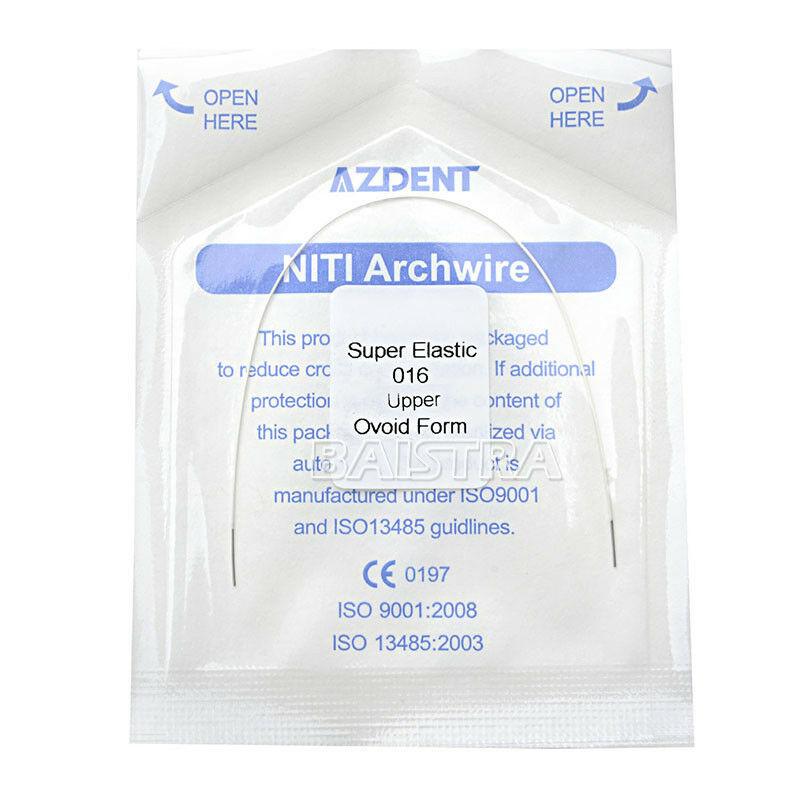 Дуги Azdent SE Niti white, 016, верх, 1шт/уп. Ovoid Form