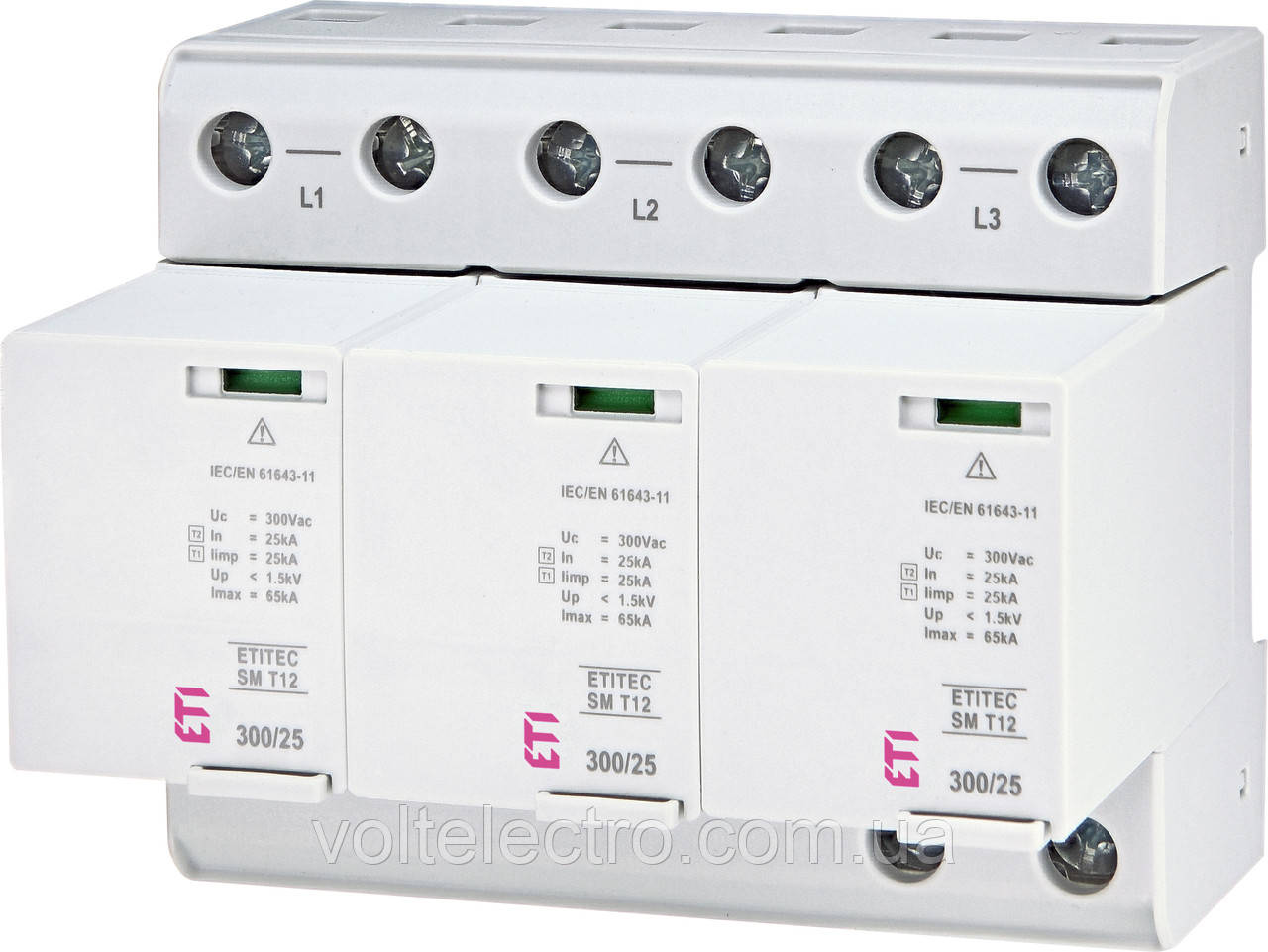 Обмежувач перенапруги ETITEC SM T12 300/25 3+0
