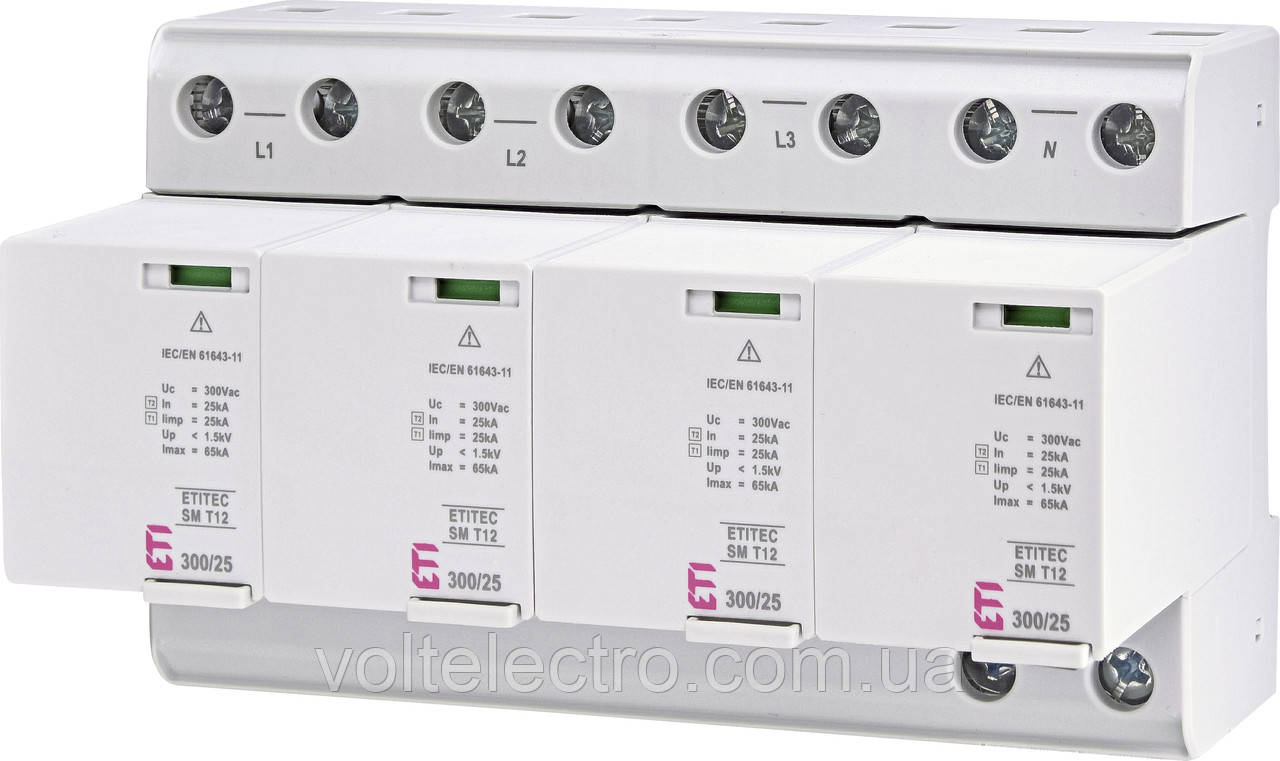 Обмежувач перенапруги ETITEC SM T12 300/25 4+0