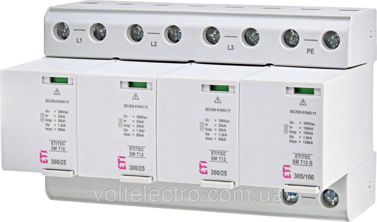 Обмежувач перенапруги ETITEC SM T12 300/25 3+1