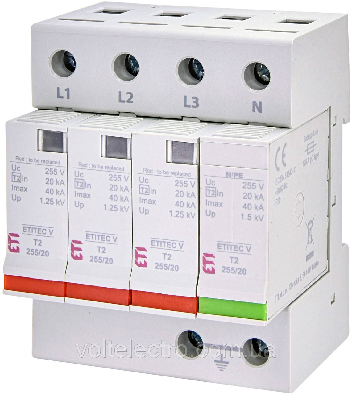 Обмежувач перенапруги ETITEC V T2 255/20 3+1