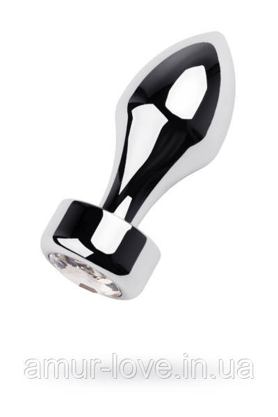 Анальная пробка Silver anal plug TOYFA Metal with white round-shaped gem