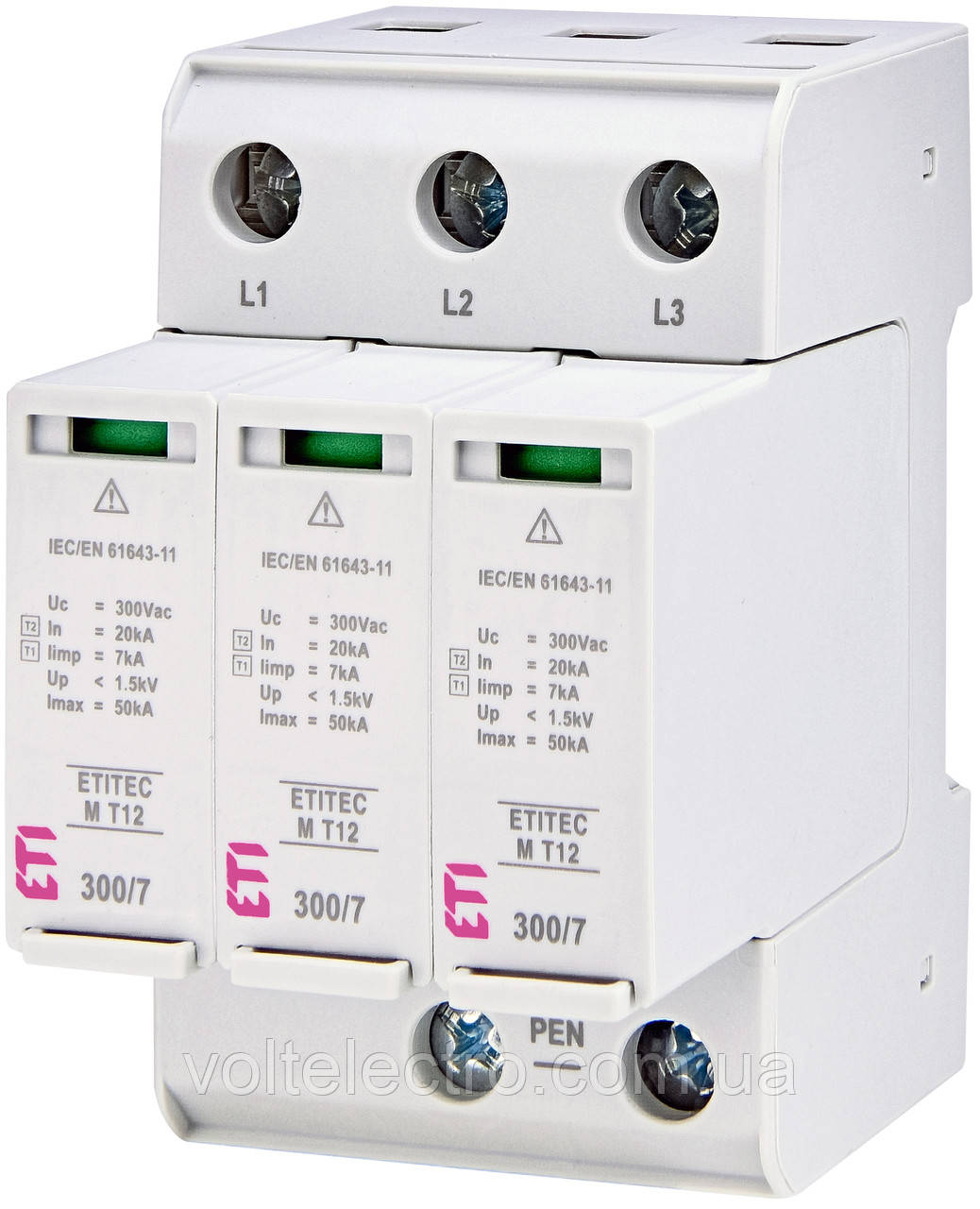 Обмежувач перенапруги ETITEC M T12 300/7 3+0