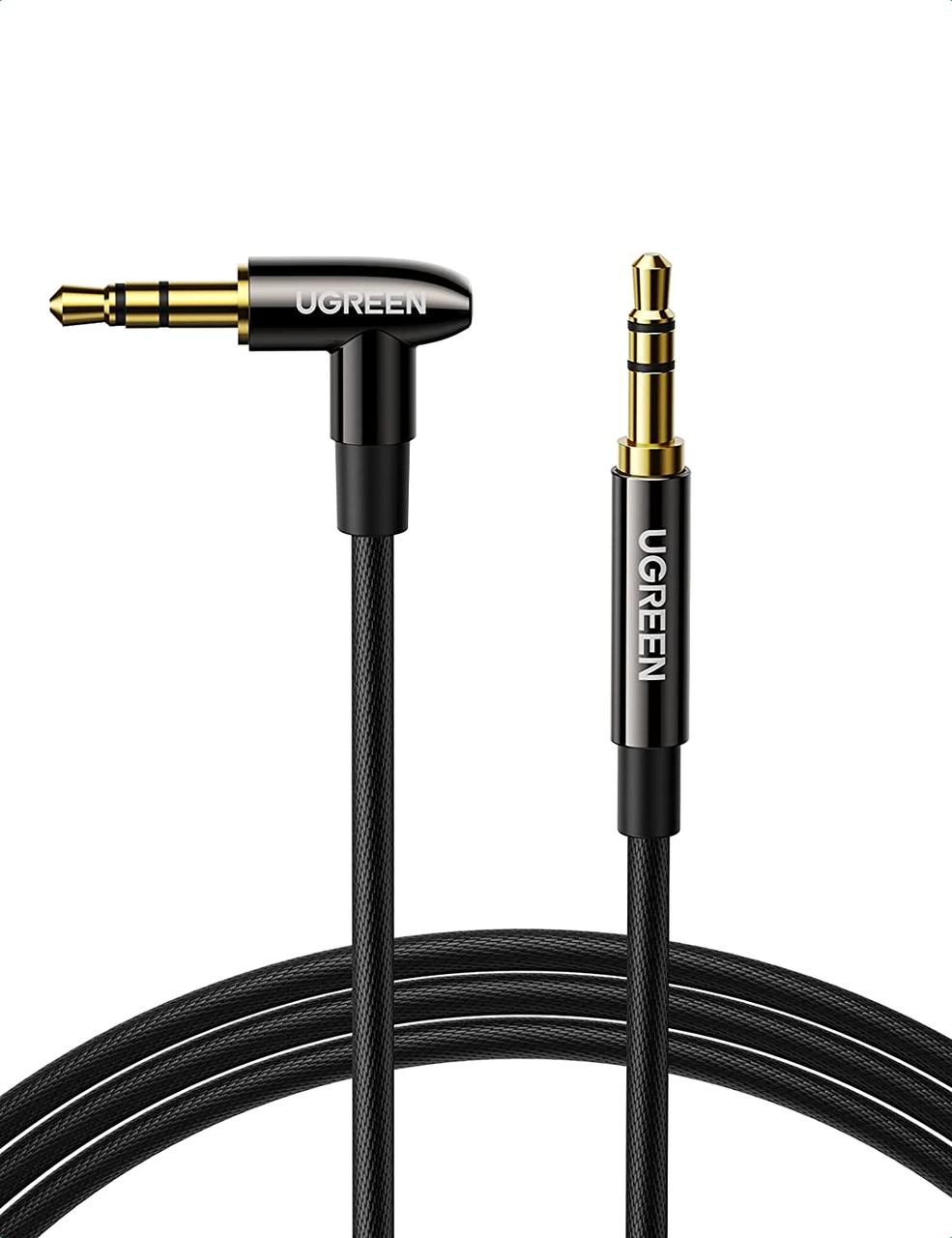 Кабель аудіо Ugreen 3.5 mm Hi-Fi AUX плетений нейлоновий стереокабель 1M Black (AV139), фото 1