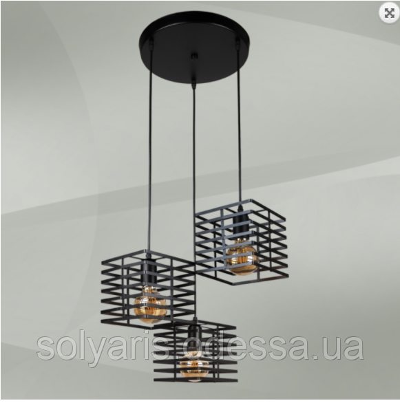 Люстра-підвіс лофт 756PR104F-3 BK (300) круг, планка
