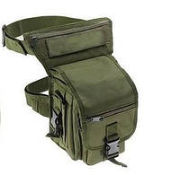 Сумка мужская тактическая спортивная военная на пояс и бедро цвет зеленый хаки код 34-0002