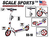 Самокат для дівчаток Scale Sports SS-10. Ручні гальма, 2 амортизатори. Колір рожевий, фото 3