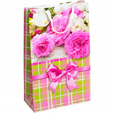 Пакет кольоровий середній "Квітковий мікс Троянди" 27х16х5 см 3017, фото 2