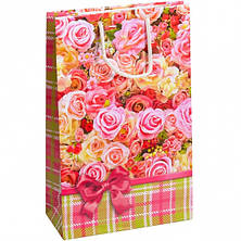 Пакет кольоровий середній "Квітковий мікс Троянди" 27х16х5 см 3017, фото 3