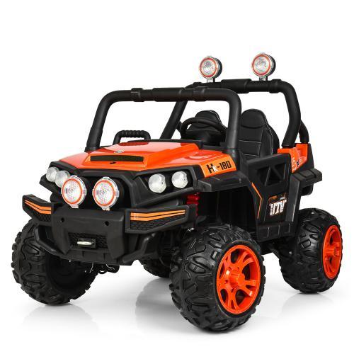 Джип M 3825EBLR-7 (1шт) р/у(2.4G),4мотора, 2аккум12V7AH, MP3, USB,TF,муз.,свет,колесаEVA,кож,оранж