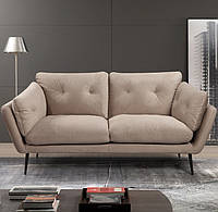 Комфортный мягкий двухместный диван антикоготь нераскладной, бежевая Софа на ножках для дома Леон Vetro Mebel