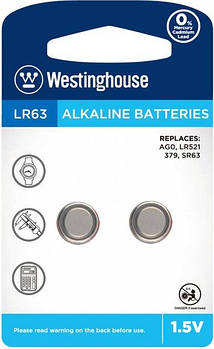 Лужна батарейка Westinghouse Alkaline "таблетка" AG0 LR63 2 шт