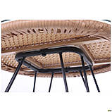 Садовий стіл Tulum 50 см обідній чорний металокаркас плетіння-ротанг латте, фото 4