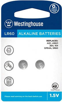 Батарейка в години LR60 AG1 Westinghouse Alkaline (2шт./уп.)