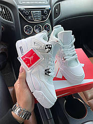 Кросівки Nike Air Jordan Retro 4 White Взуття Найк Джордан IV Ретро білі жіночі чоловічі унісекс шкіряні