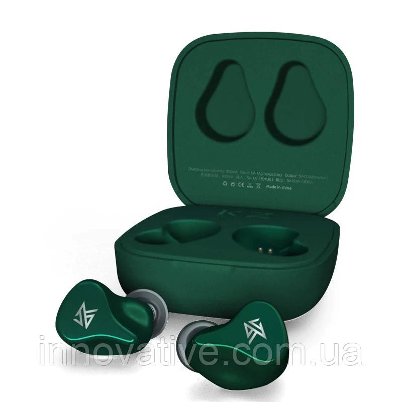Бездротові Bluetooth-навушники KZ Z1 з кейсом для зарядки (Зелений)