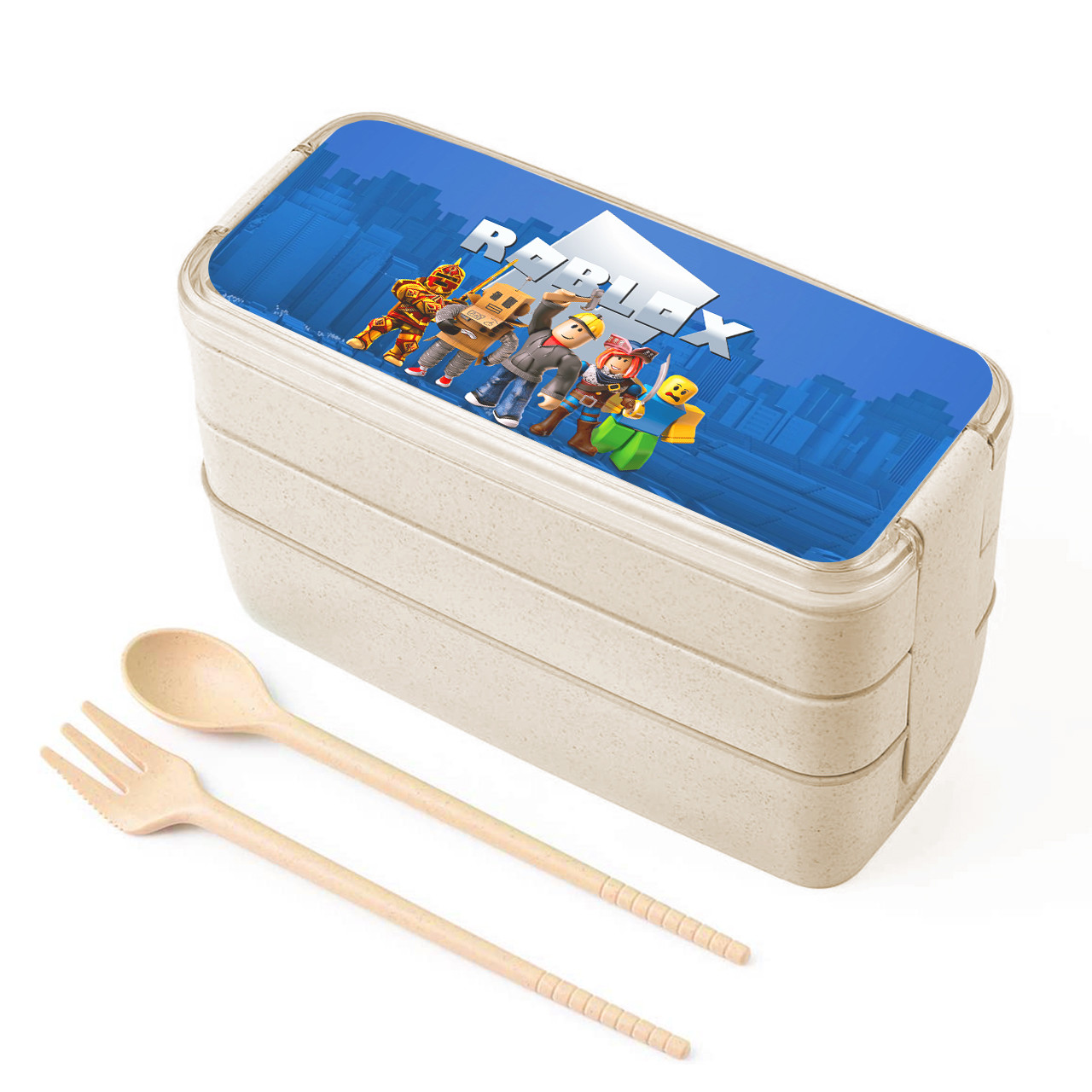 Еко ланч-бокс Роблокс (Roblox) 900 мл, контейнер для обідів з виделкою і ложкою