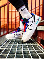 Nike Air Force 1 React White/Black-astronomy blue-laser crimson