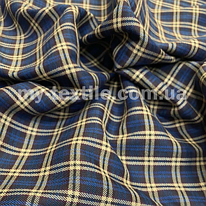 Костюмна (брючна) тканина Шотландка Темно-синій
