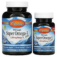 Carlson Labs, Super Omega-3 Gems, высокоэффективная омега-3 из морской рыбы, 600 мг, 100 плюс 30 капсул