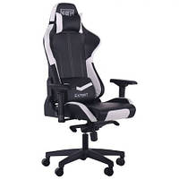 Игровое кресло VR Racer Expert Mentor механизм MB кожзам черный с белыми вставками (AMF-ТМ)