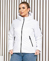 Женская курточка -куртка деми БАТАЛ цвет белый арт. 1008