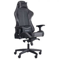 Игровое кресло VR Racer Expert Mentor механизм MB кожзам черный с белыми вставками (AMF-ТМ) Lord-шкірозамінник чорний із сірими вставками