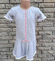 Плаття дитяче сіре NENKA з вишитою стрічкою спереду