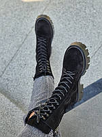Стильные ботинки на шнуровке ,натуральная замша.Байка или мех на выбор.Код к21021-02 чк, фото 1