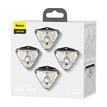 Baseus Solar Energy Human Body Induction Wall Lamp 4pcs (DGNEN-B01) Black (Прожектор з солнейчно батареєю)