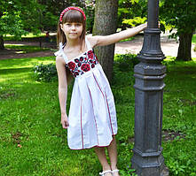 Сарафан-вишиванка, білий з трояндами