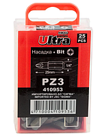 Набір біт для шуруповерта PZ3x25мм ¼ 25шт S2 (пласт. Кейс) ULTRA