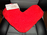 Декоративная подушка вязаная маленькая "Сердце" фигурная плюшевая красная