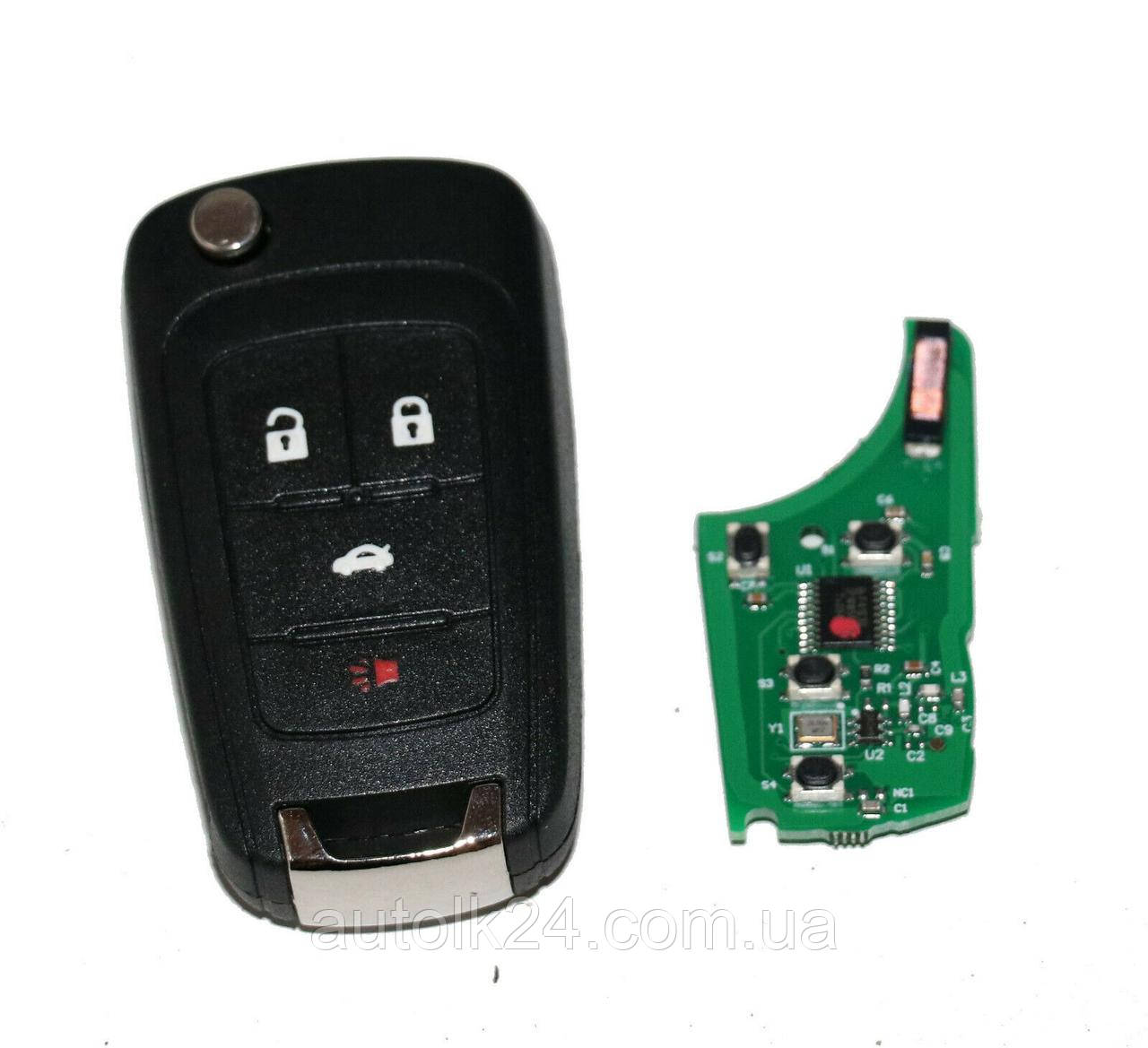 Викидний ключ Chevrolet 3+1 кнопки 433Mhz Chip id46