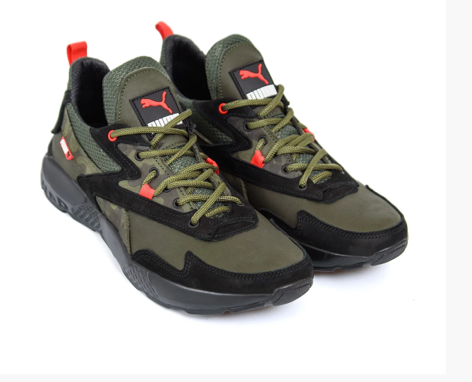 Чоловічі шкіряні кросівки Puma ST RUNNER Olive, фото 1